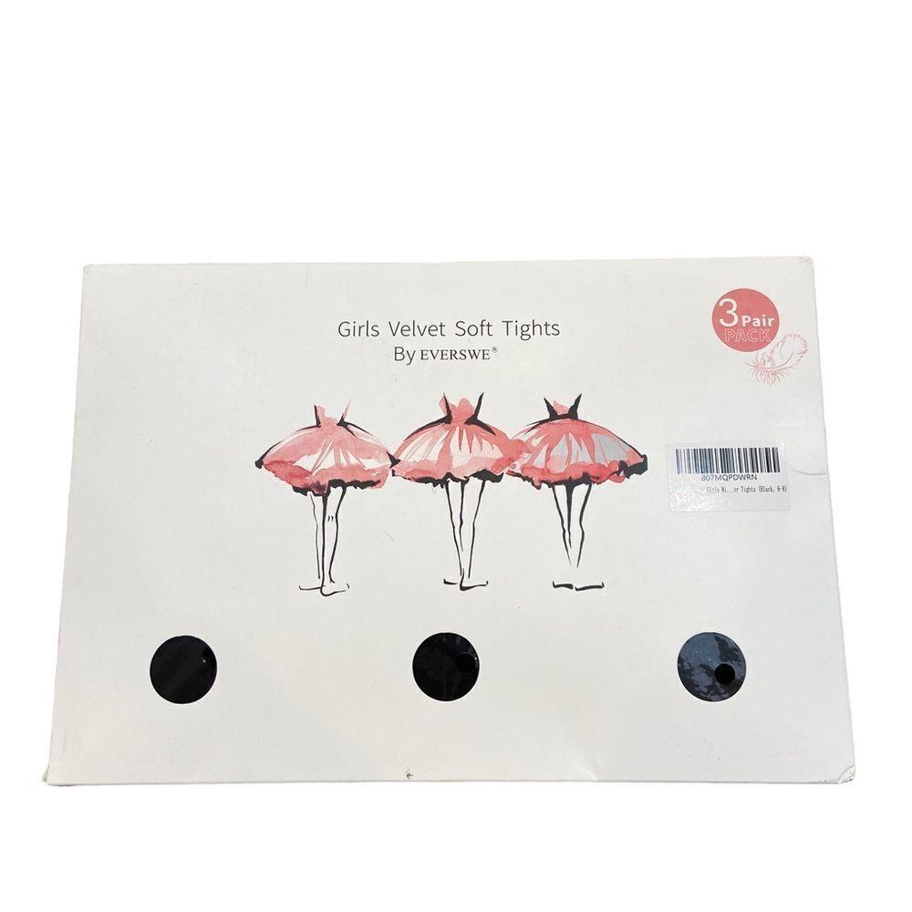 New in Package‎ Everswe brand 3 Pairs Girls Velvet Soft Tights Black 6-8 years